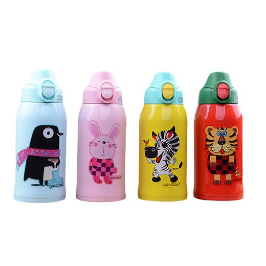 熊本士 日本三盖316不锈钢真空男女学生儿童可爱带吸管保温杯 商品图0