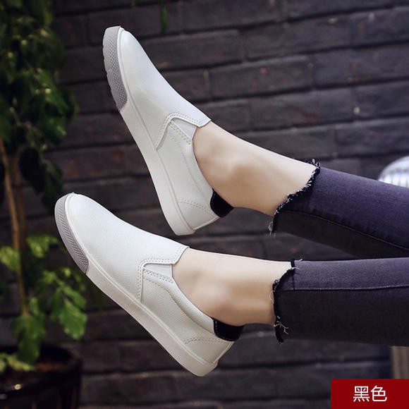 新款韩版一脚蹬休闲运动小白鞋纯色懒人女单鞋jw801