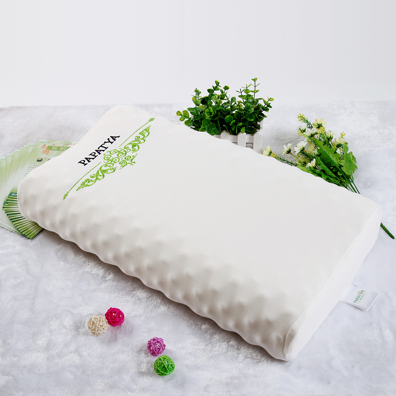 【改善颈椎病】泰国papatya天然乳胶枕成人儿童卡通高低颗粒花生美容