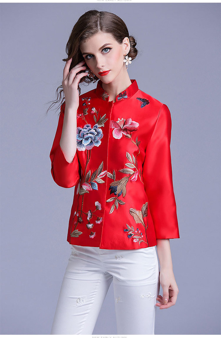 tj-og99035秋季中式重工刺绣外套唐装短款上衣tzw
