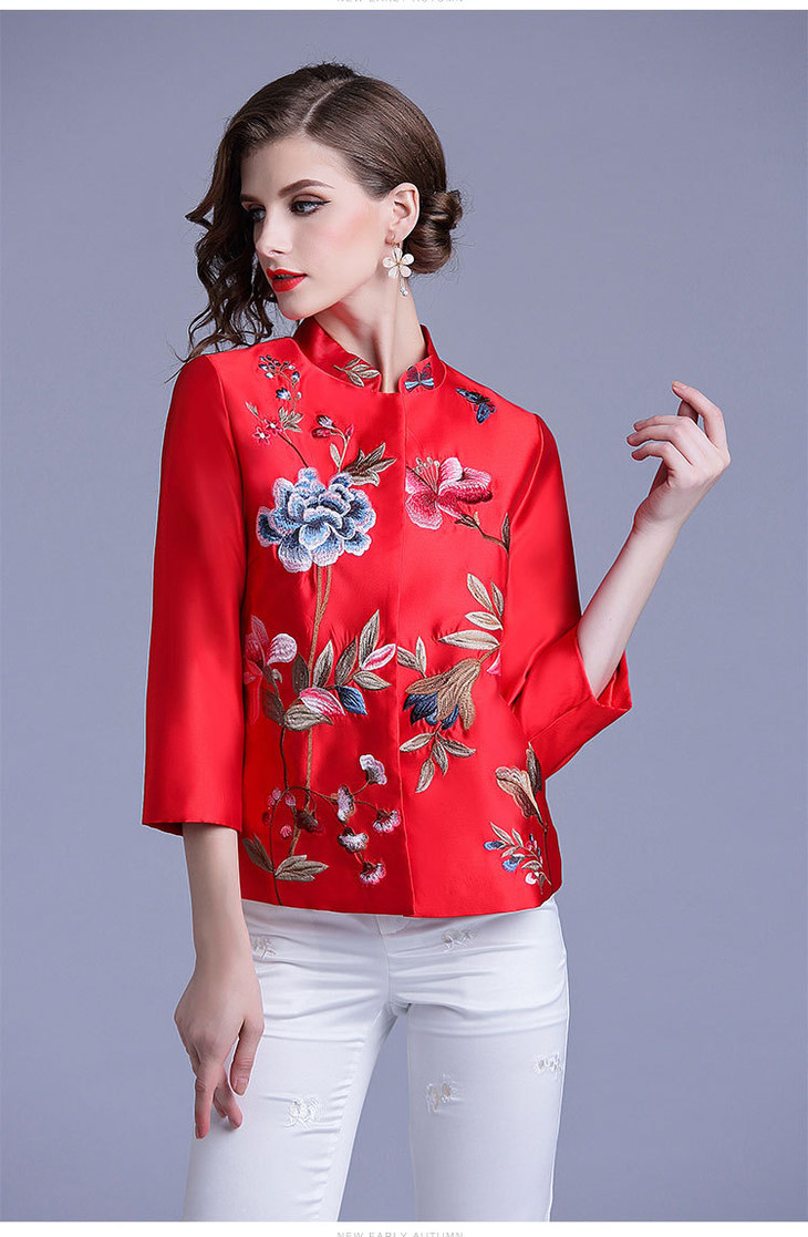 tj-og99035秋季中式重工刺绣外套唐装短款上衣tzw
