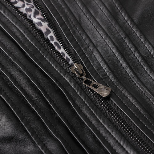 XL码黑色修身气质皮衣女机车服帅气B113 商品图1