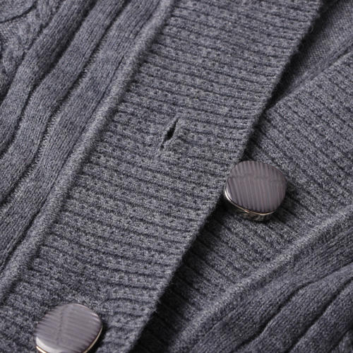 帕丝特L码深灰色超细美丽诺羊毛针织衫外套女B113 商品图1
