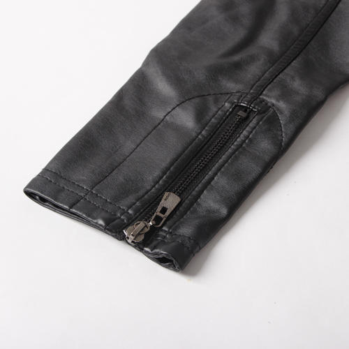 XL码黑色修身气质皮衣女机车服帅气B113 商品图3