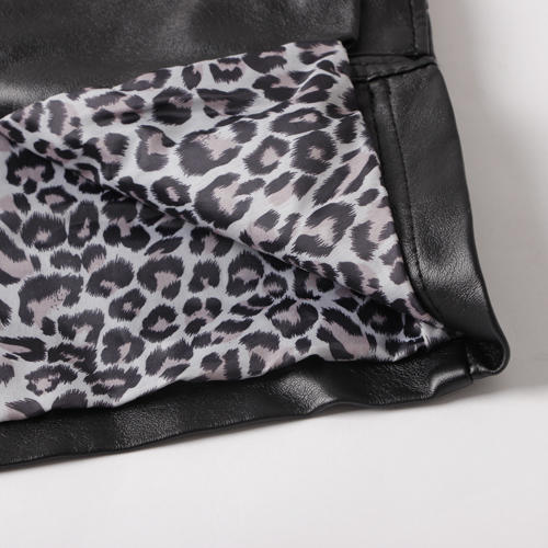 XL码黑色修身气质皮衣女机车服帅气B113 商品图2