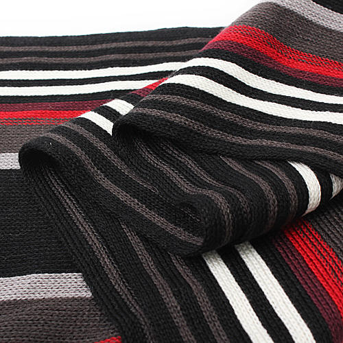 黑色条纹针织围巾长款围脖 男女秋冬B77 商品图1