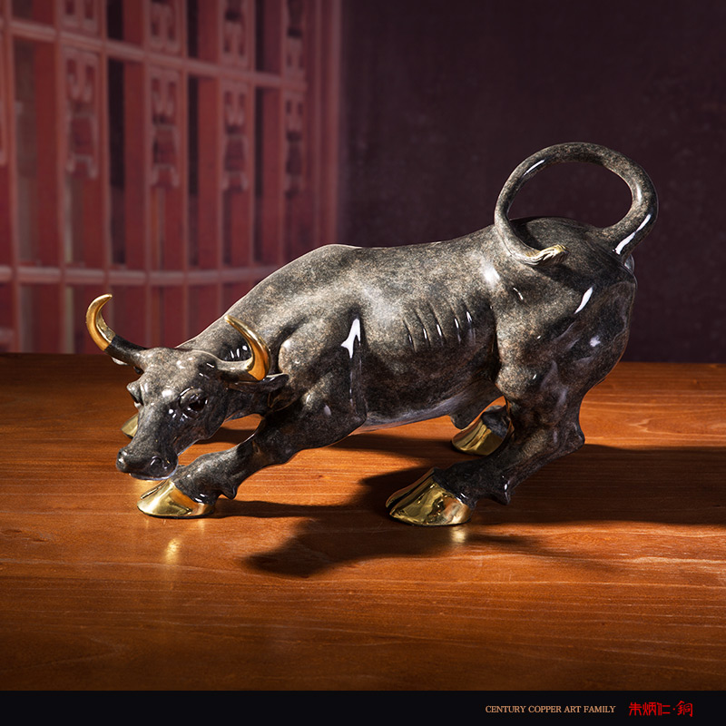 朱炳仁铜 精铜 金牛聚财 铜牛家居摆件艺术品