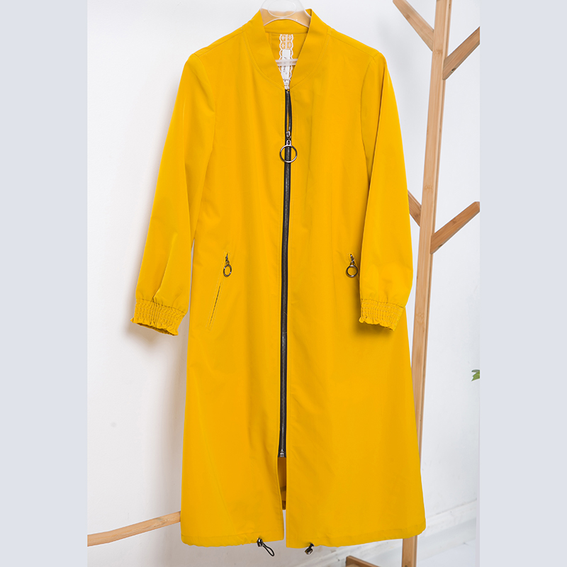 (微脏)秋装新款时尚韩版褶皱显瘦大码中长风衣 yx81f0066 依瑞轩 6