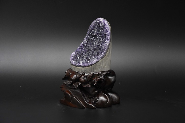 巴西玛瑙紫晶花屏风摆件