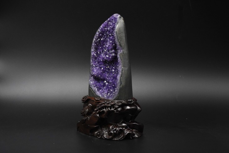 巴西玛瑙紫晶花屏风摆件