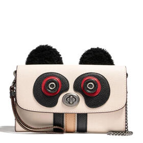 美国coach 蔻驰 女士白色皮质小怪兽单肩斜挎包