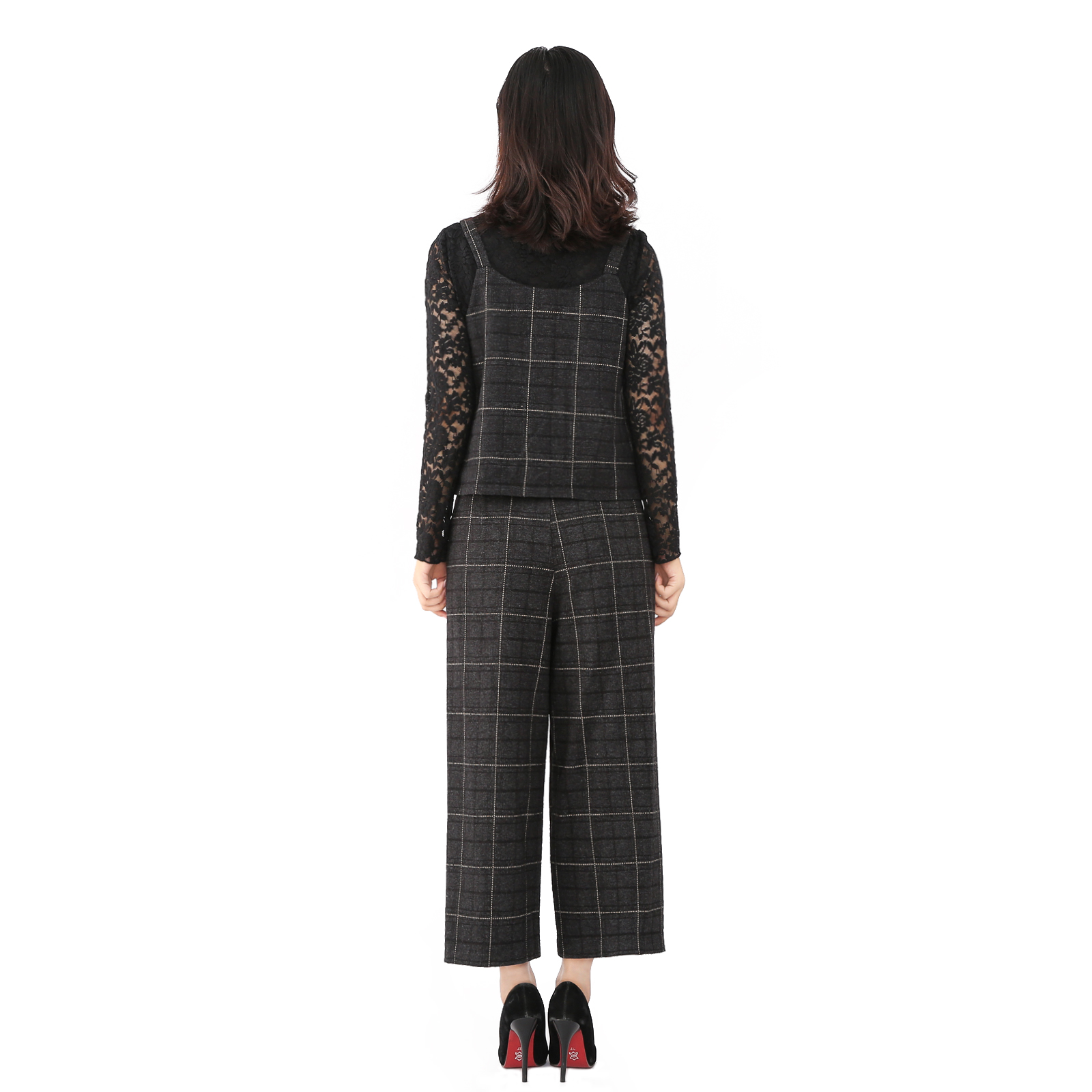 新款拼接格子淑女时尚三件套 ksq18a-021依瑞轩 16