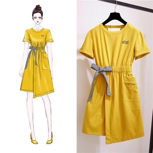 LZ01不对称连衣裙，藏肚遮肉减龄 商品图0