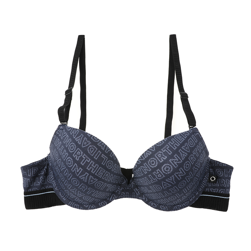 yescode少女内衣字母针织印花性感莫代尔轻聚拢小胸文胸女