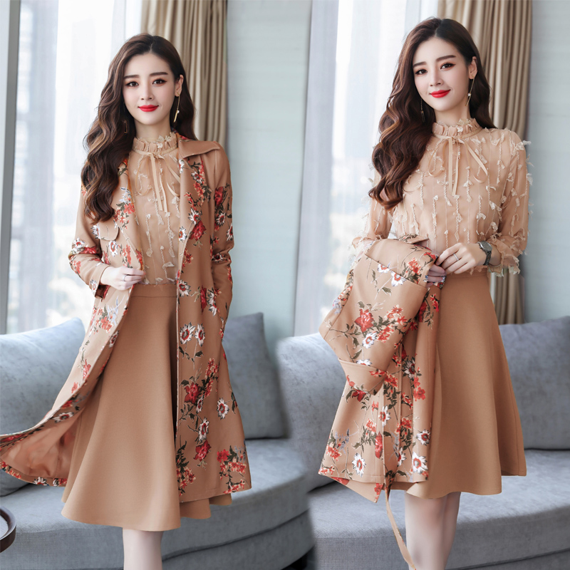 【花间词】韩版印花,连衣裙3件套cs-xph19q8