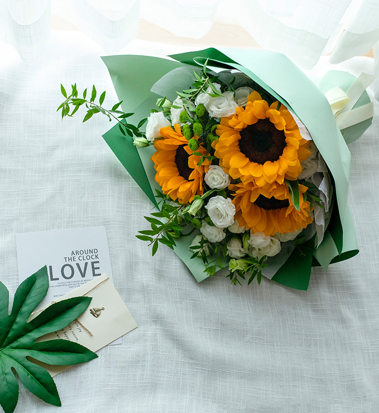 九月的赞歌-向日葵桔梗花束-全国鲜花速递同城鲜花店配送生日花北京
