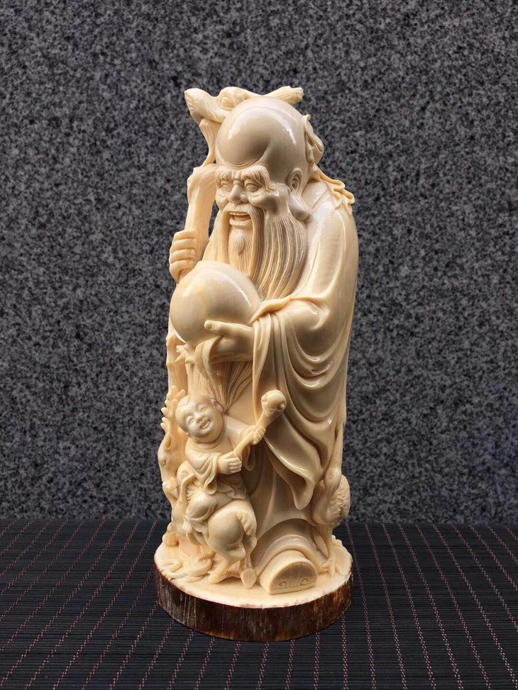 【49735】猛犸象牙牙雕大师精雕寿星公摆件