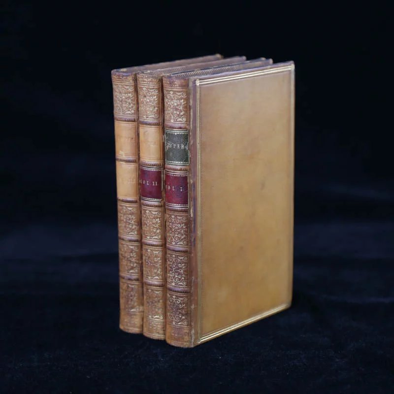1854年《威廉·柯珀诗集》,全三卷,真皮精装,书脊烫金压花,书口大理石