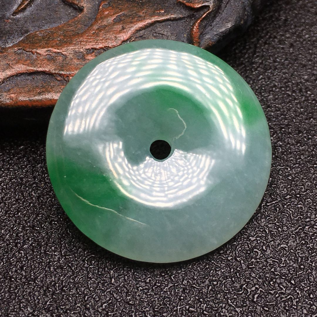 【d61039】翡翠冰糯种飘绿平安扣