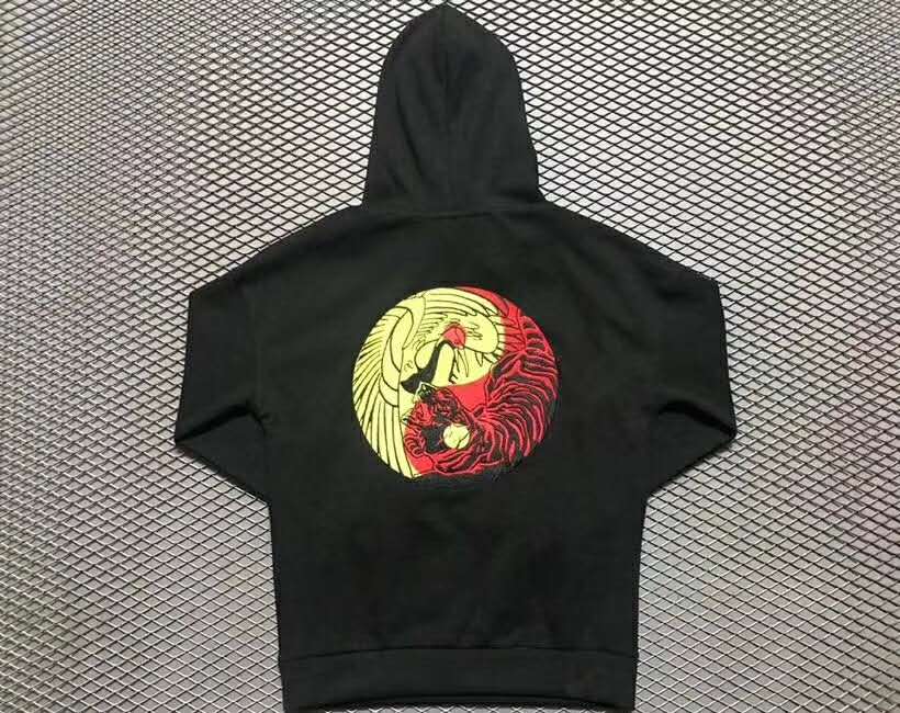 v091123 情侣款男女时尚百搭休闲简约舒适经典背后虎鹤双形帽衫