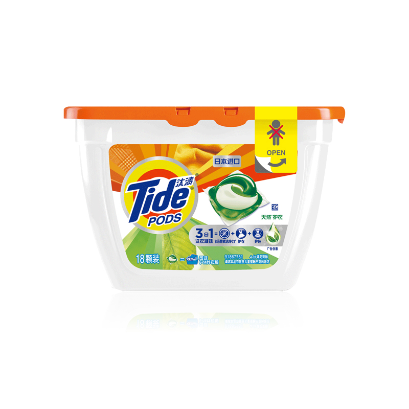 汰渍3合1洗衣凝珠天然护衣356克(18颗)