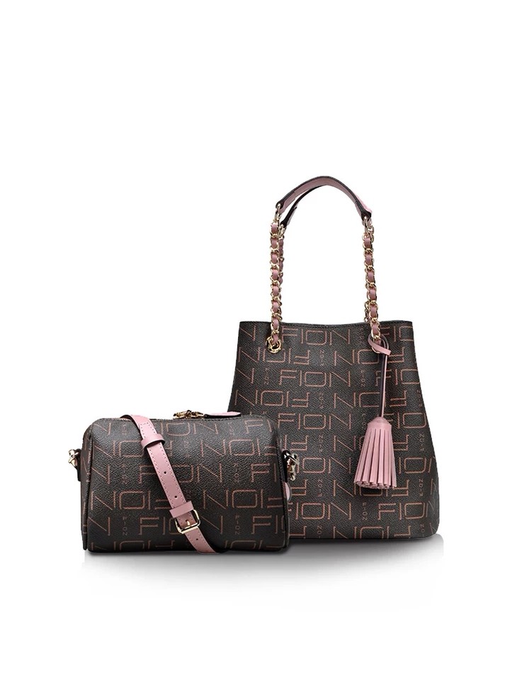 fion/菲安妮水桶包女新款chic包 链条子母包单肩包女士手提斜挎包