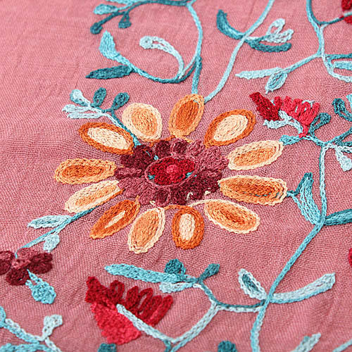 淡粉色气质刺绣花长款围巾丝巾 商品图1