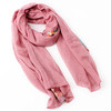 淡粉色气质刺绣花长款围巾丝巾 商品缩略图0
