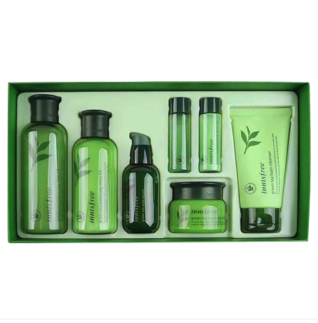 悦诗风吟(innisfree)绿茶精萃保湿平衡水乳套装礼盒 绿茶水乳7件套盒