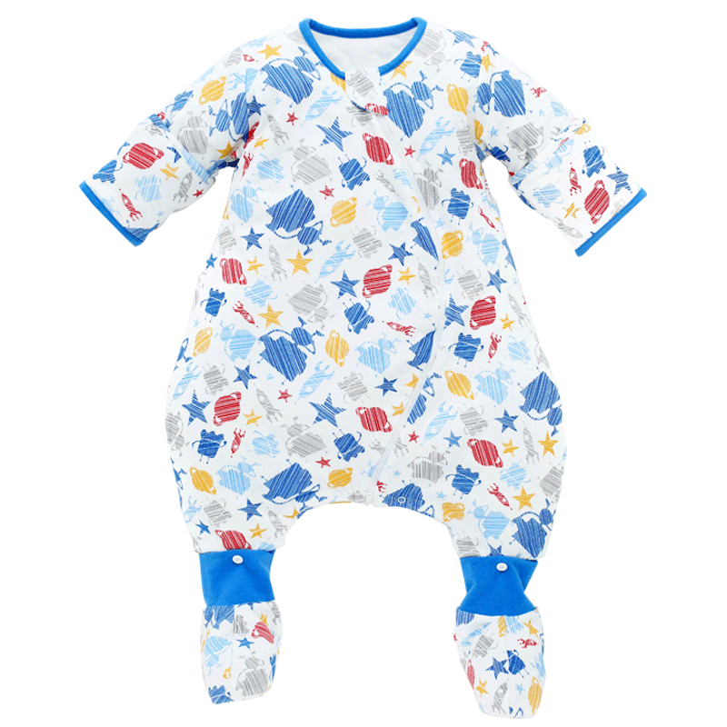 米乐鱼棉毛分腿带脚套可拆袖双层睡袋(历险太空)