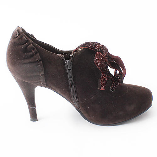 36码咖啡色伊伴羊绒皮尖头高跟深口单鞋女鞋C10 商品图3