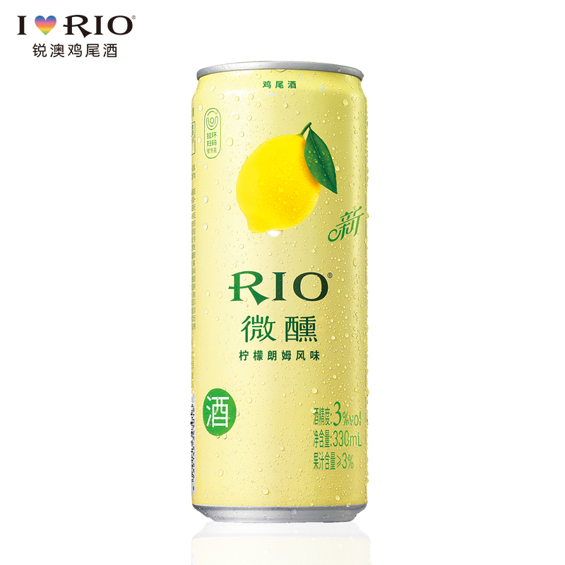 023107 rio锐澳3度微醺柠檬口味鸡尾酒330ml 调制鸡尾酒 网红酒