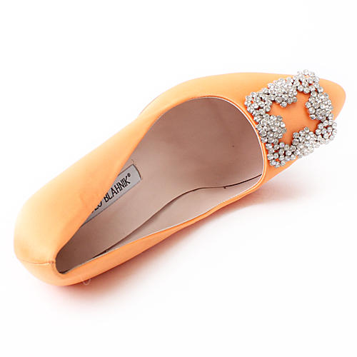 Manolo Blahnik 38码经典方扣缎面水钻高跟鞋女C46 商品图4