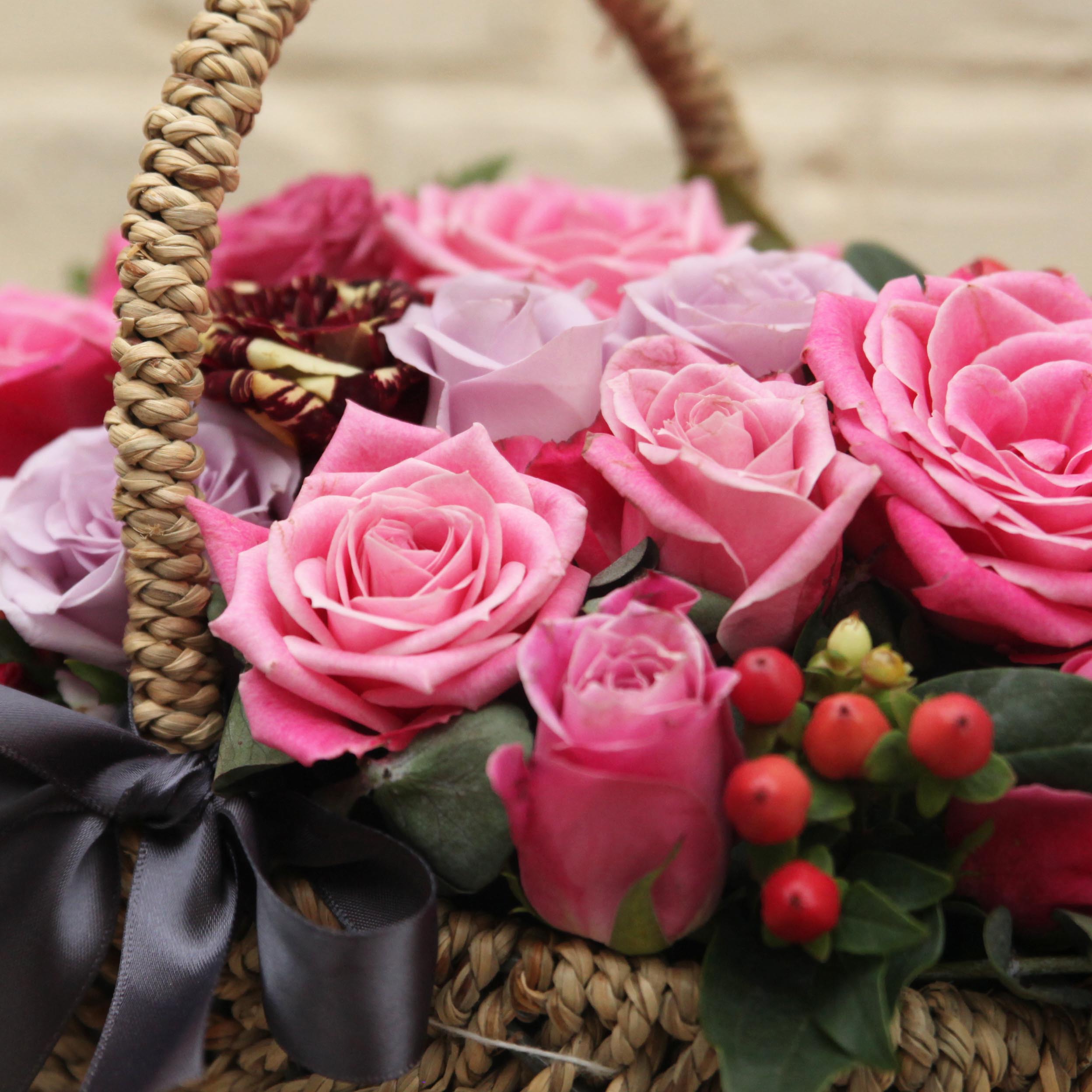 拾年花篮粉玫瑰花篮