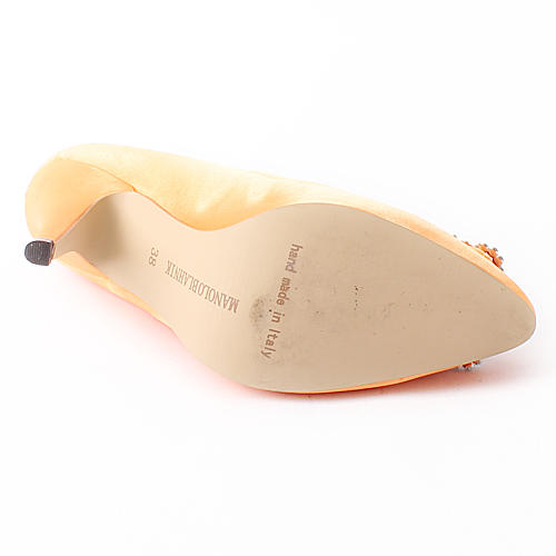 Manolo Blahnik 38码经典方扣缎面水钻高跟鞋女C46 商品图5