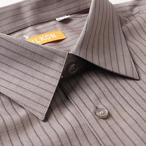 43码浅咖色夏季青年修身长袖衬衫男商务休闲衬衣F31 商品图1