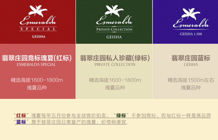 巴拿马翡翠庄园 绿标瑰夏100g