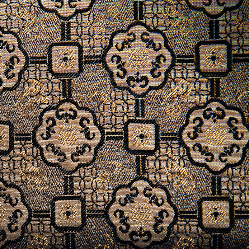 saintjoy/上久楷 宋锦女式手包 米色圆福纹·黑色 bww4401