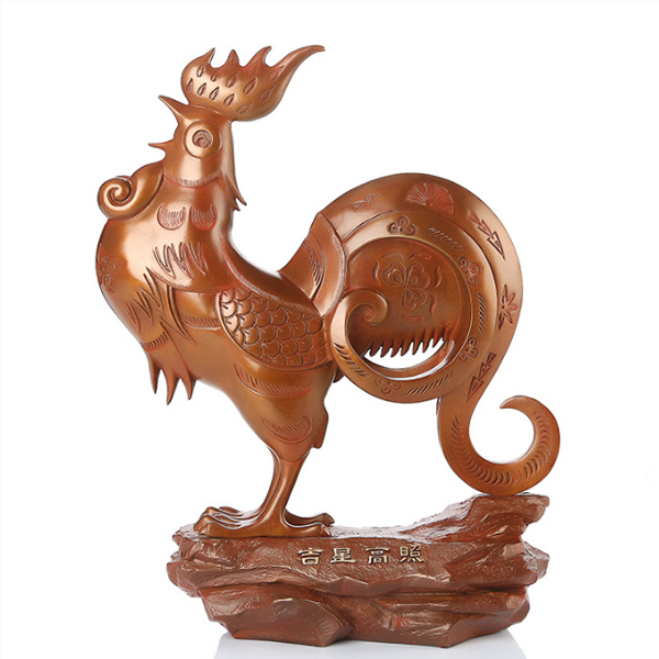 鸡年手工艺术品青铜器《吉星高照》客厅摆件定制收藏