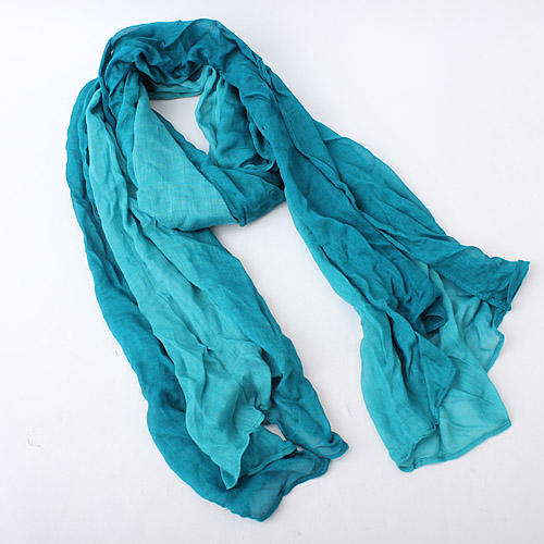 渐变青色长款围巾加宽披肩 商品图0