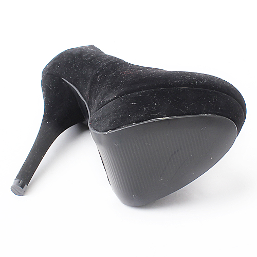 truffle collection 37码黑色绒面细跟高跟鞋女c33