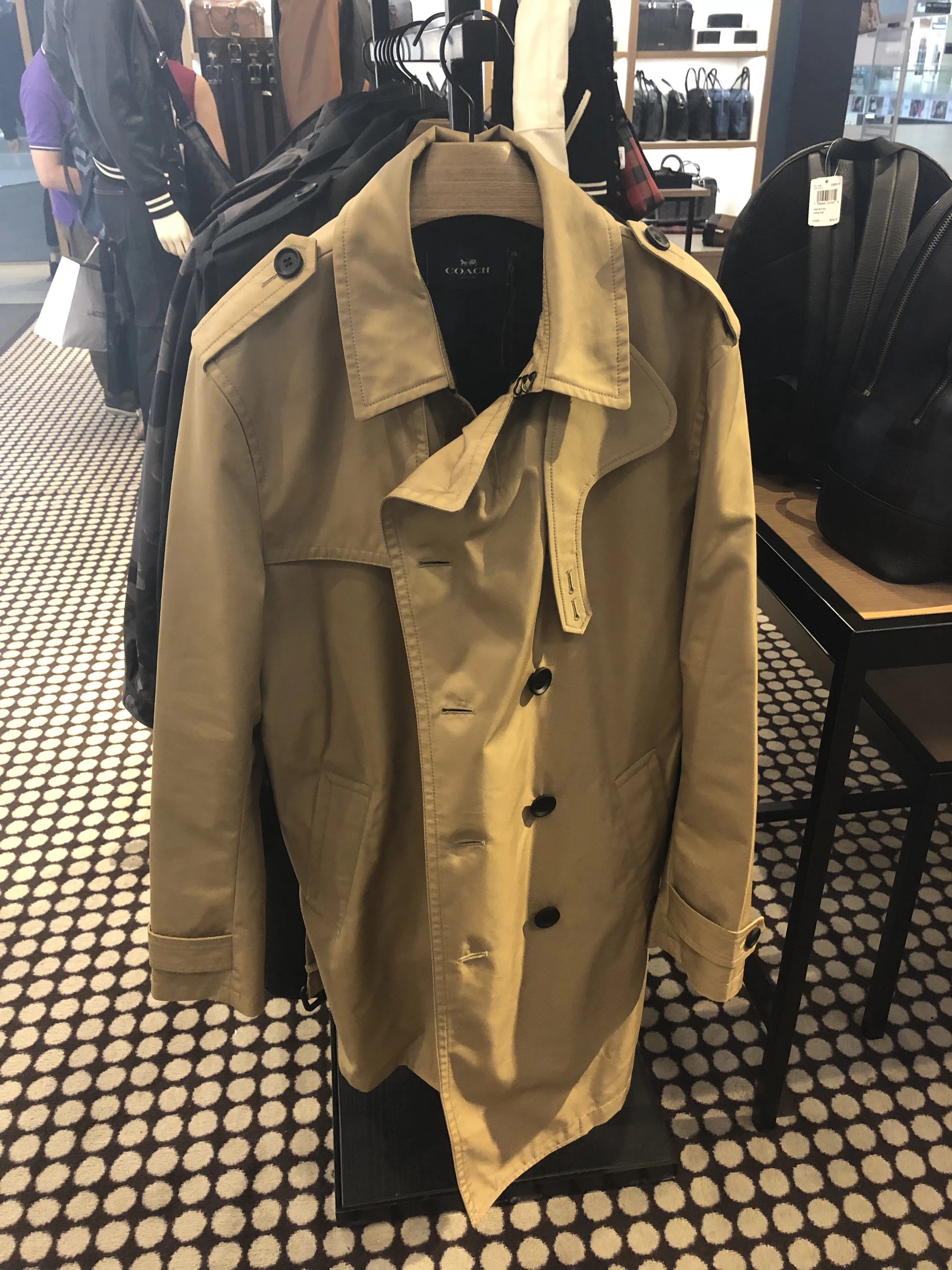 coach蔻驰 男士中长款风衣双排扣