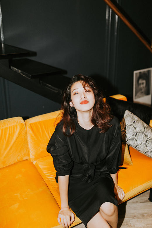 AtelierMissLu / Cecile 黑色飘带束身裙 商品图3