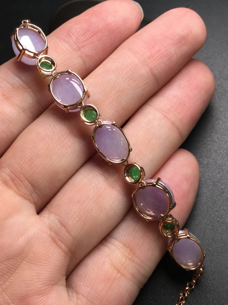 【12386】翡翠紫罗兰蛋面手链