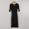 VICTORIA BECKHAM 36码针织连衣裙黑白条纹修身木耳边 F42 商品缩略图0