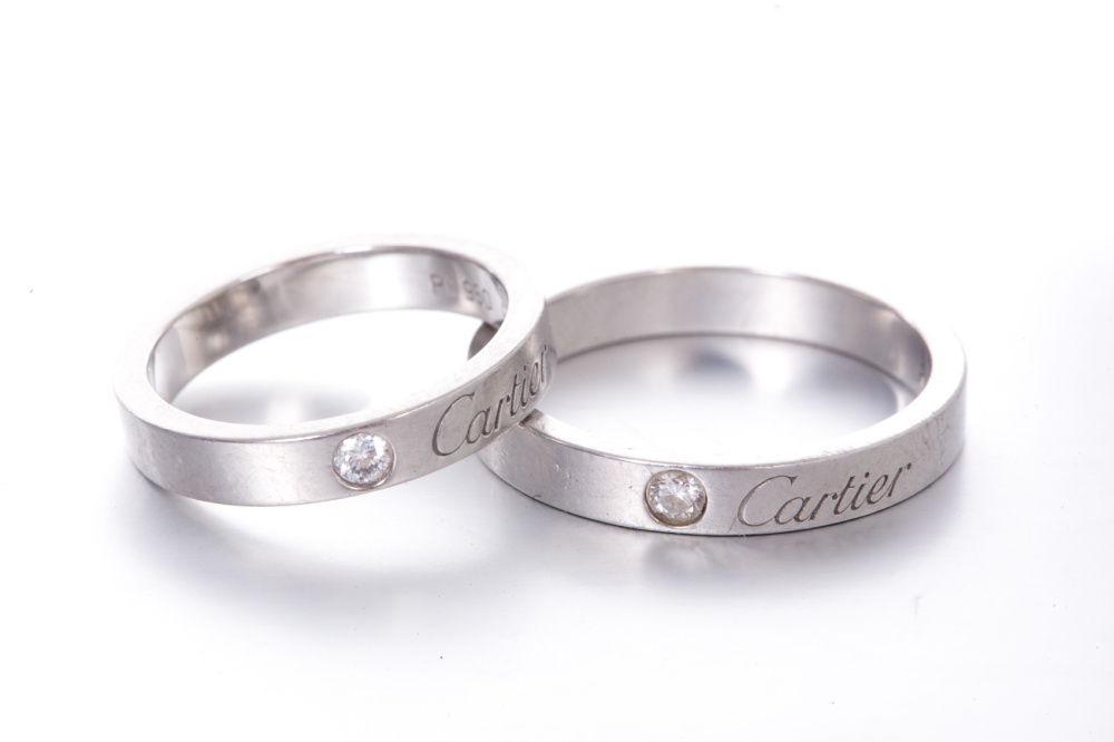 cartier 卡地亚 铂金镶钻窄版对戒 535118 【特殊商品不退不换】