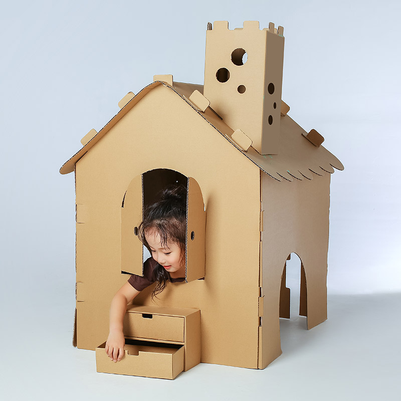 diy儿童手工模型纸壳屋纸板房子