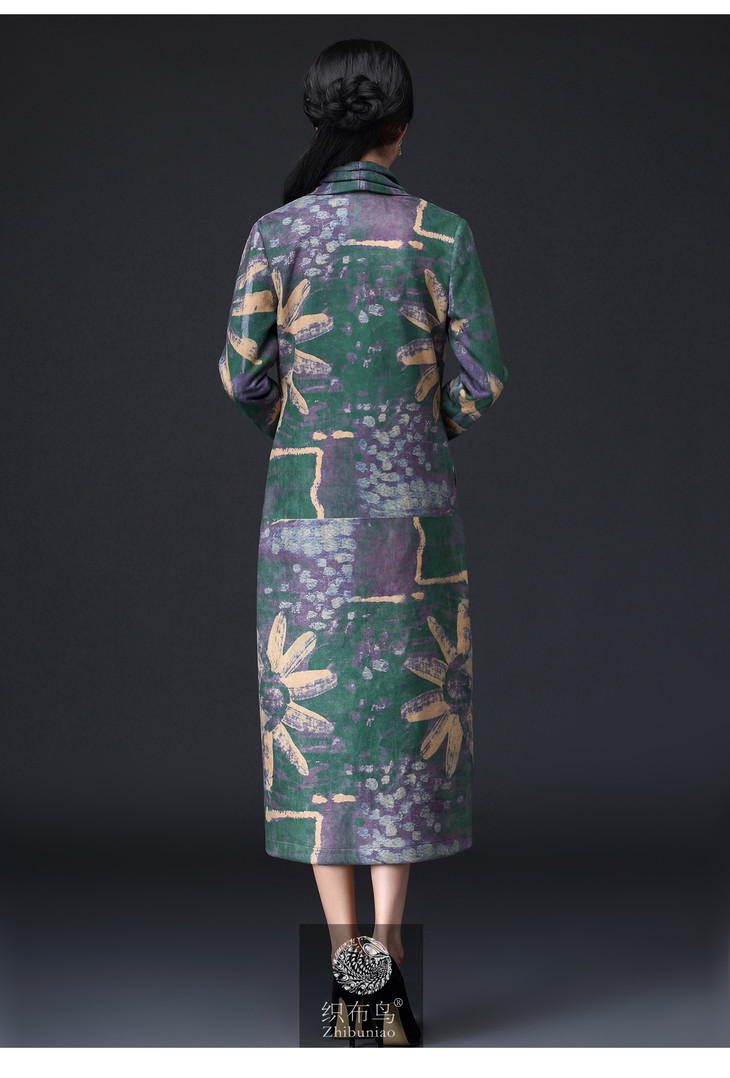 【墨香九歌】高档麂皮绒面料修身旗袍外套dns1956