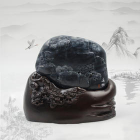 和田玉（青花）独籽摆件--远眺（孙有庚）370g