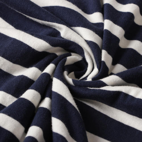 zara L码藏蓝色条纹纯棉短袖连衣裙女睡衣A56 商品图1